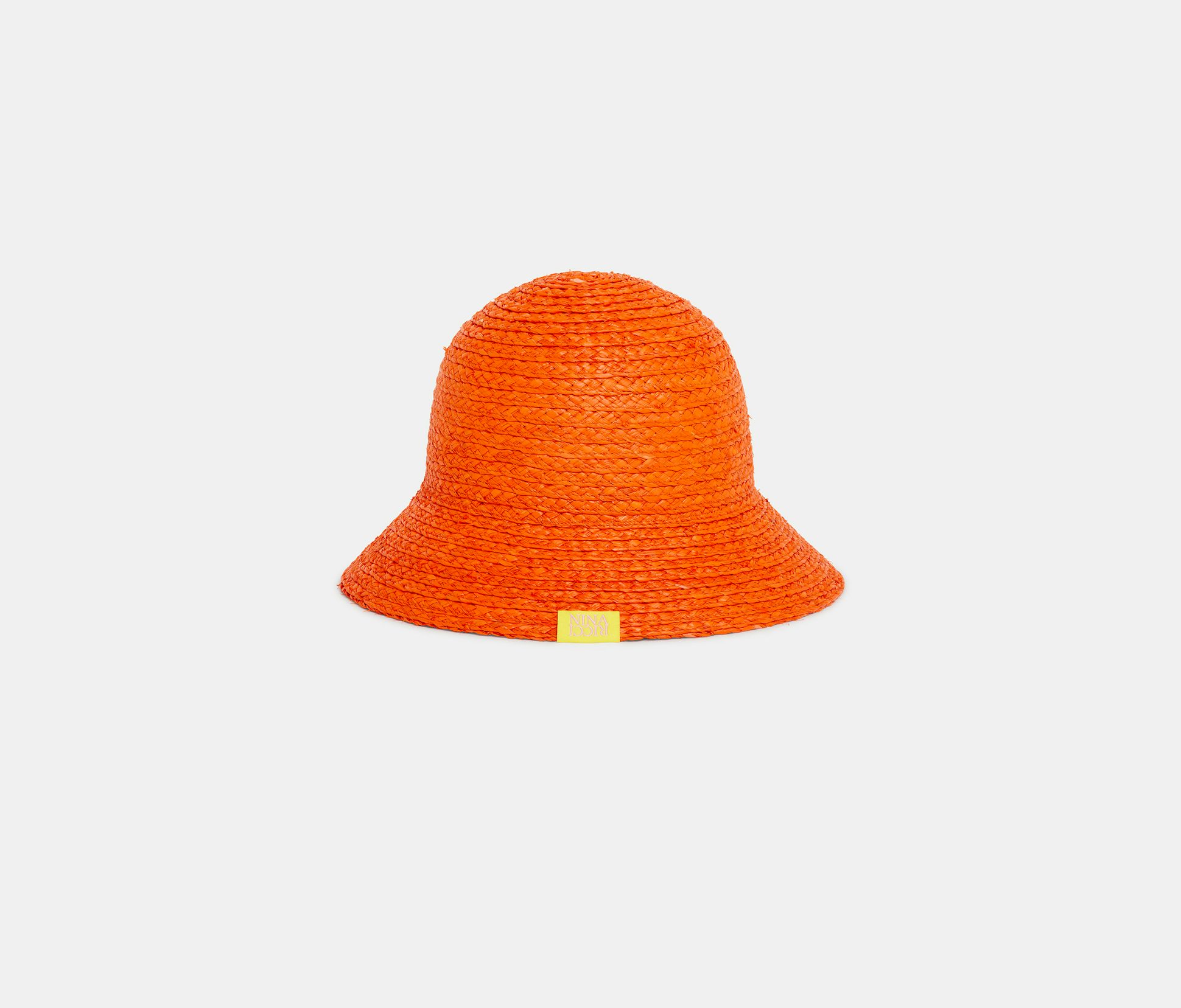Chapeau en Paille Orange avec Etiquette Logo - Nina Ricci
