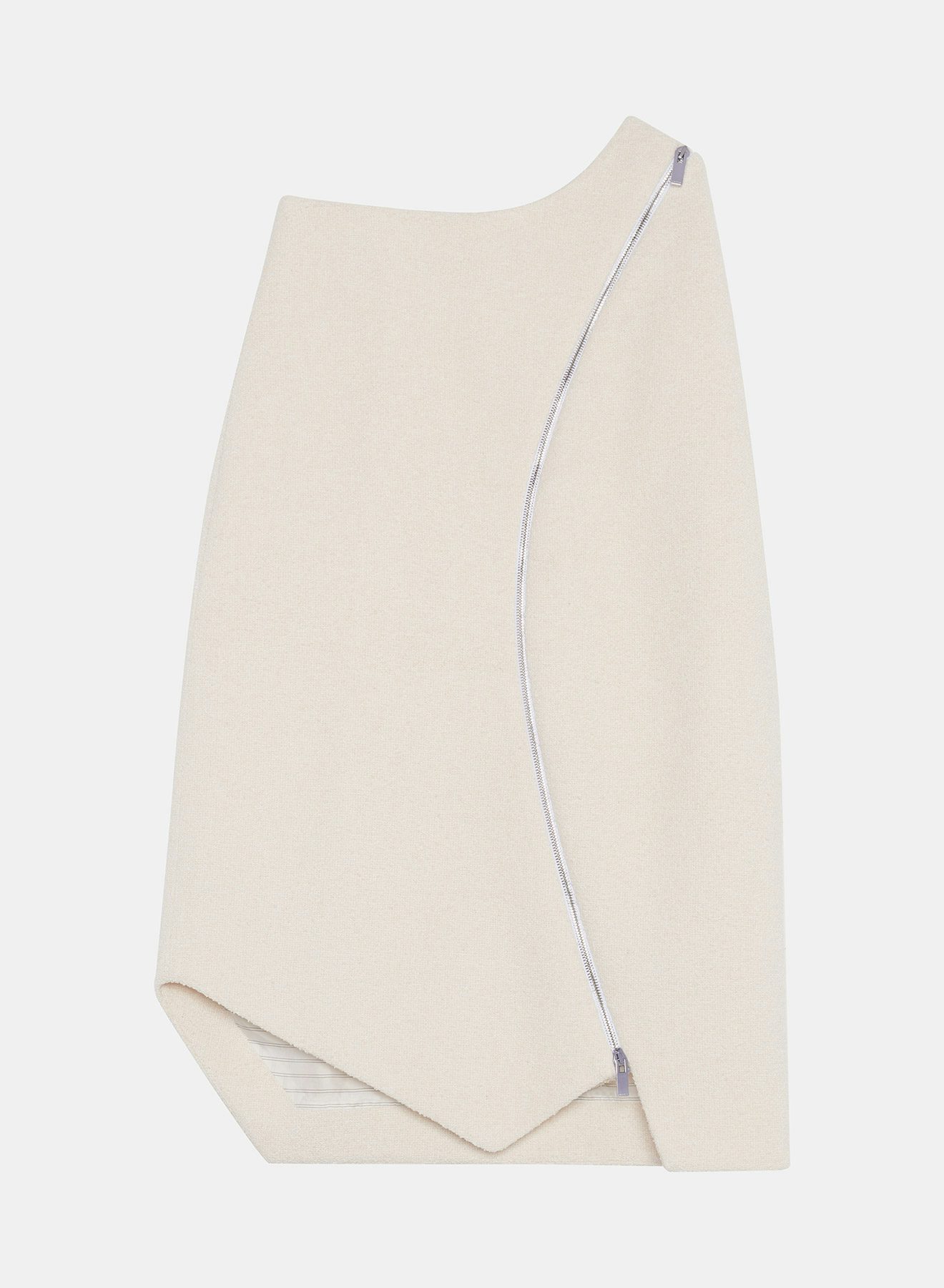 Midi skirt with curved zipper Ivory - Nina Ricci