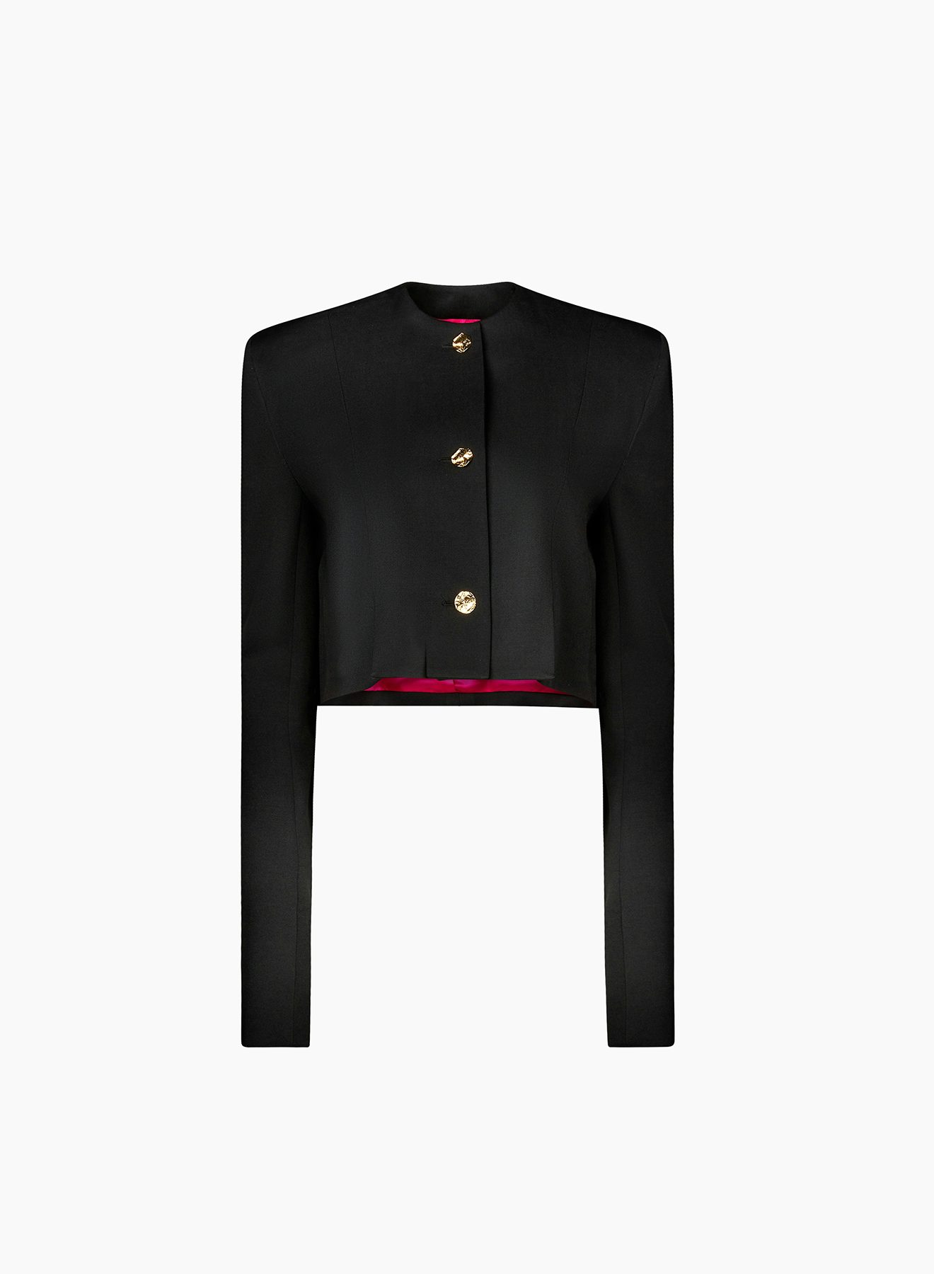 Wool Gabardine Round Collar Jacket Black - Nina Ricci 