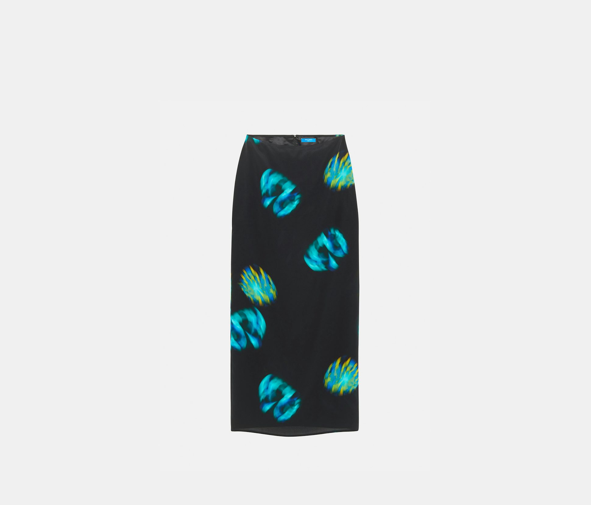 Silk crepon straight skirt blue lime parachute - Nina Ricci