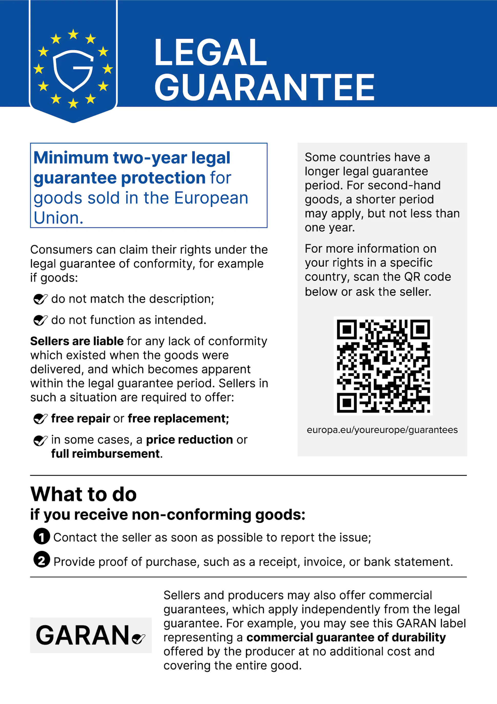 Legal guarantee notice - English