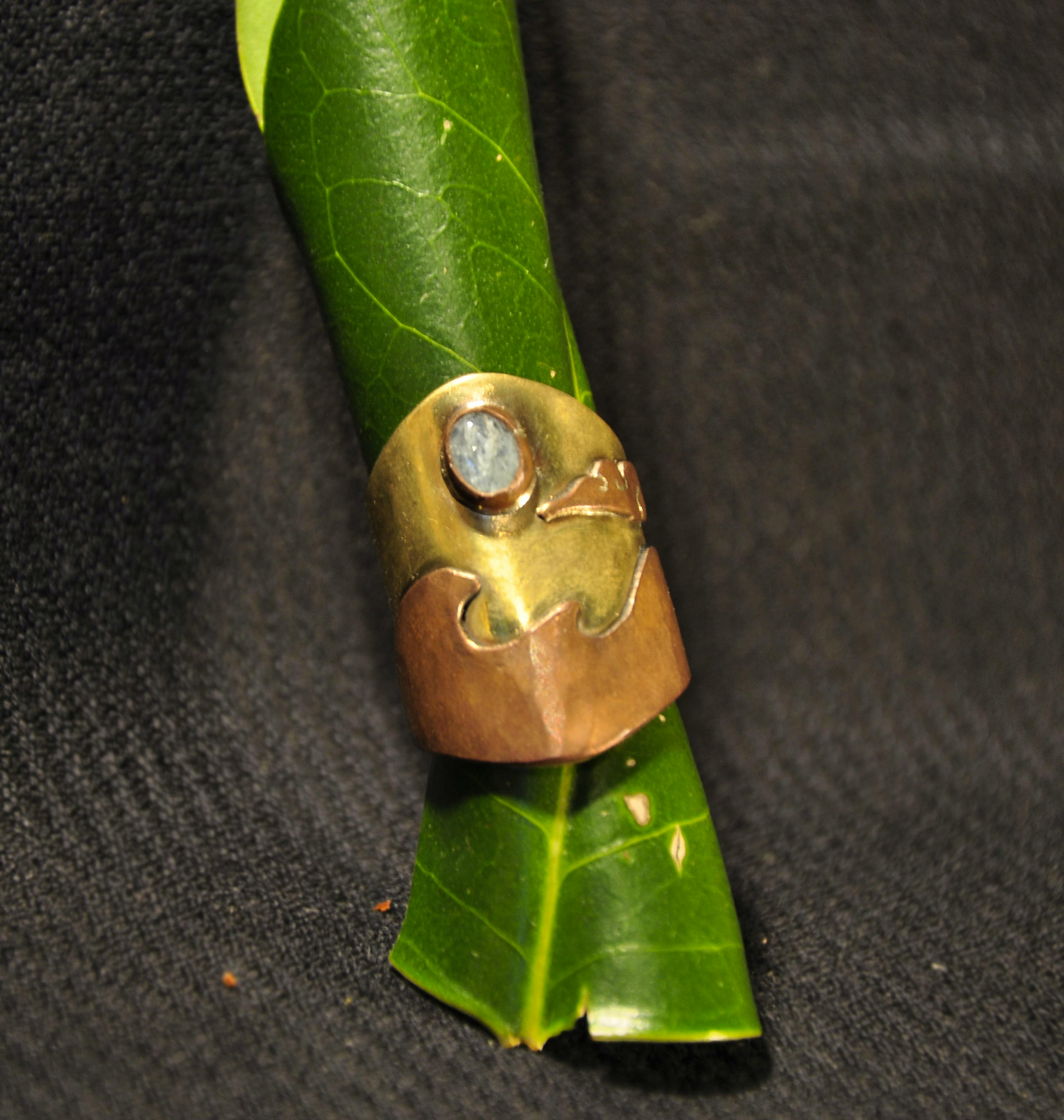 bague posée sur une feuille