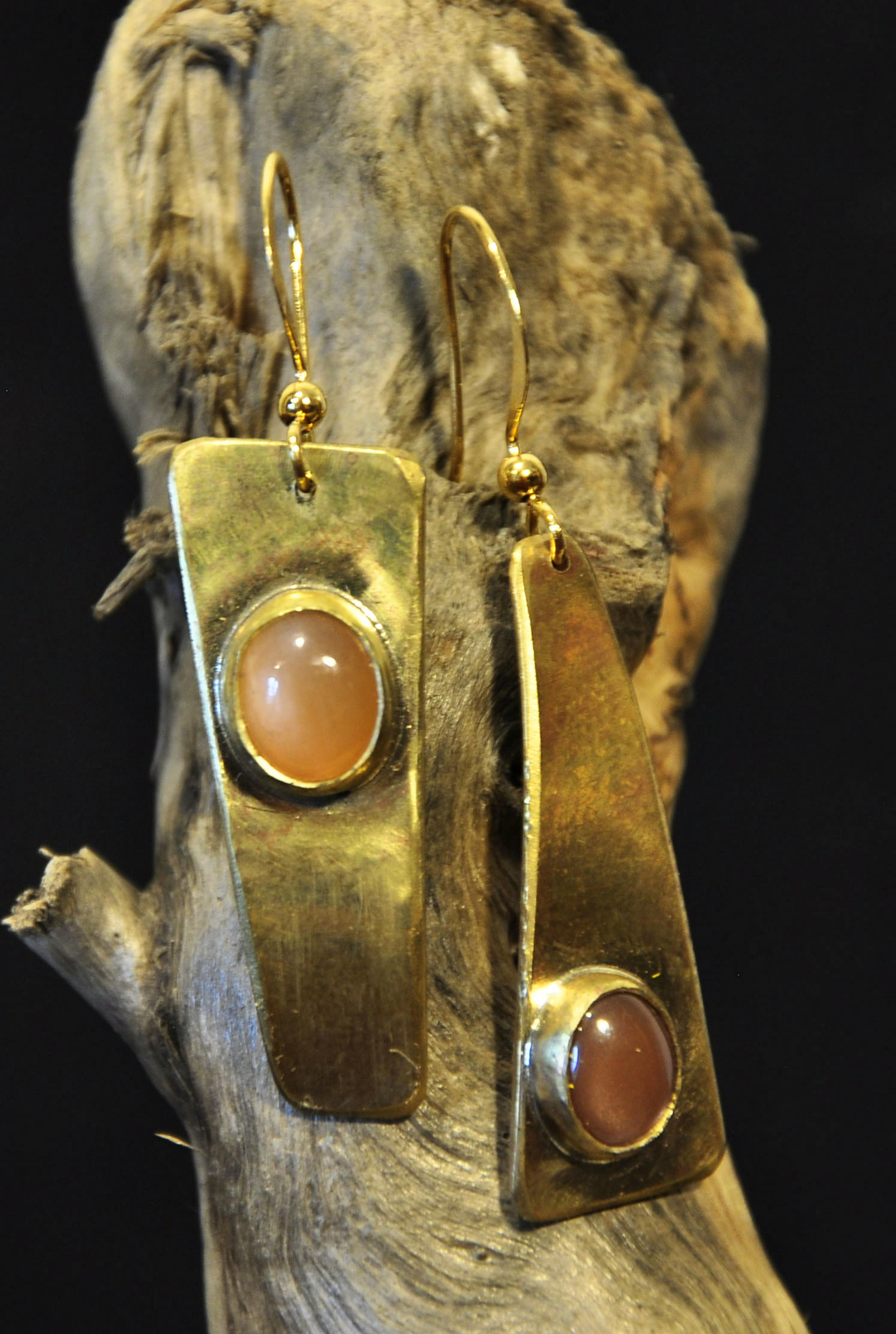 boucles d'oreilles posées sur une racine