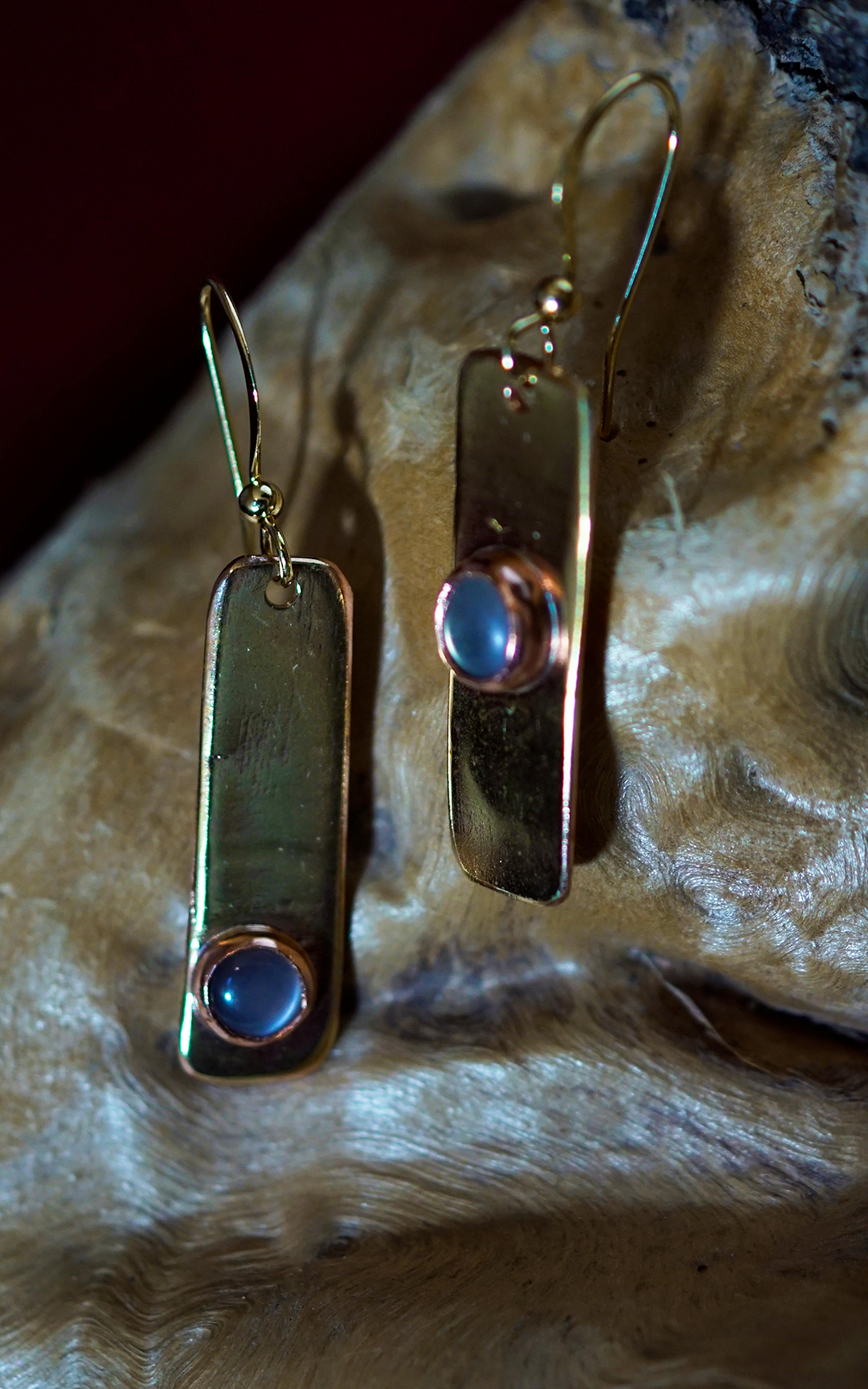 boucles d'oreilles exposées sur une racine