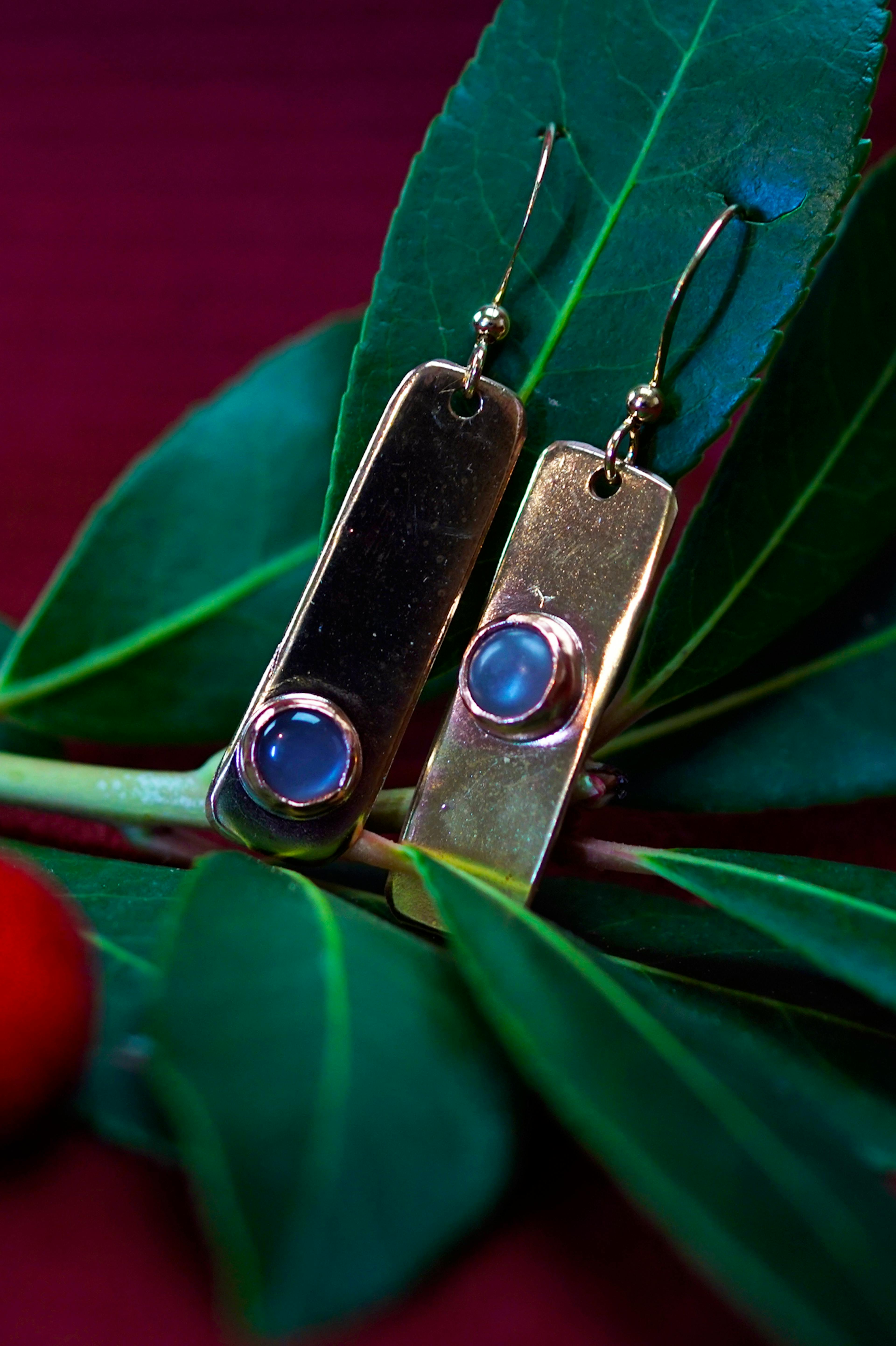 boucles d'oreilles posées sur une branche d'arbousié