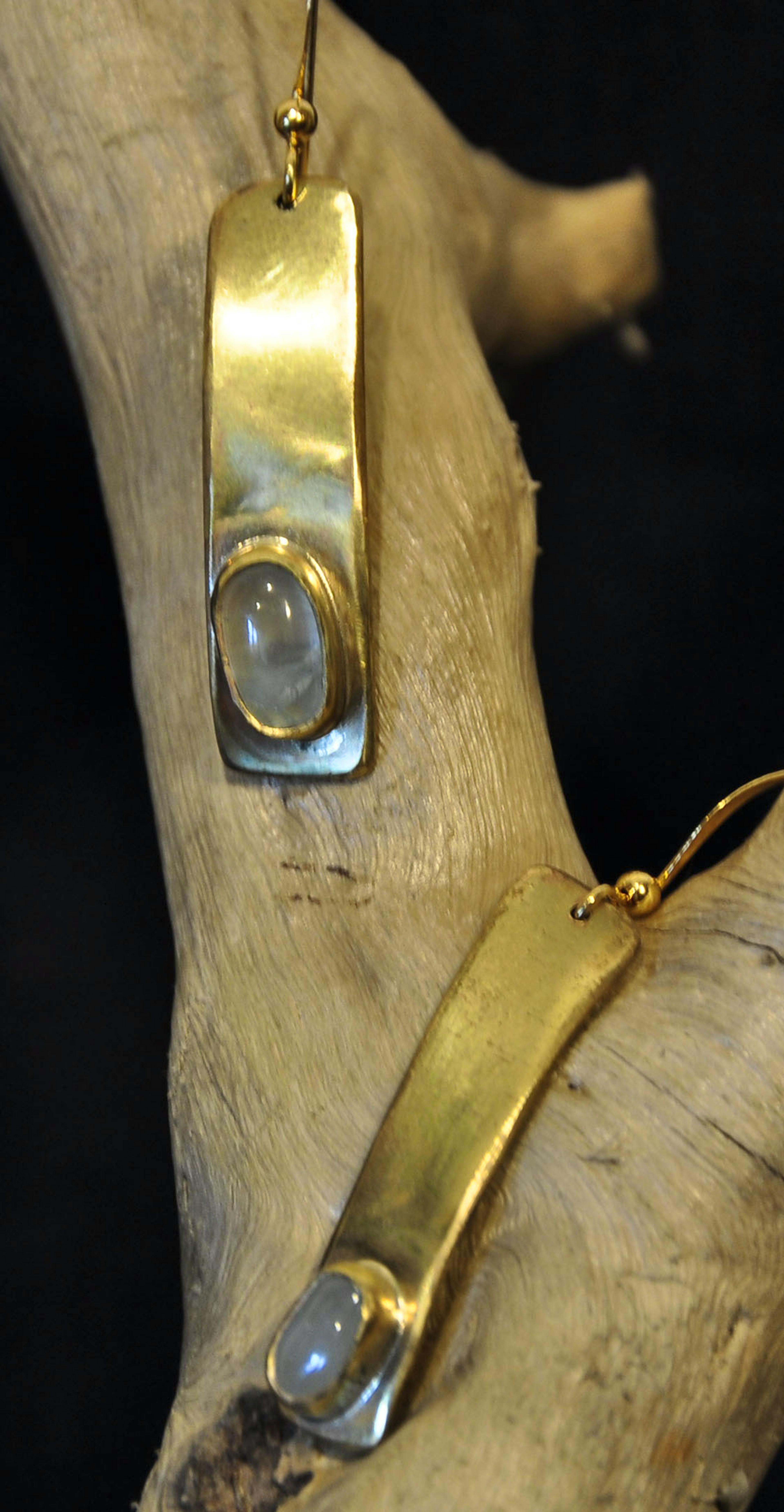 boucles d'oreilles posées sur une racine