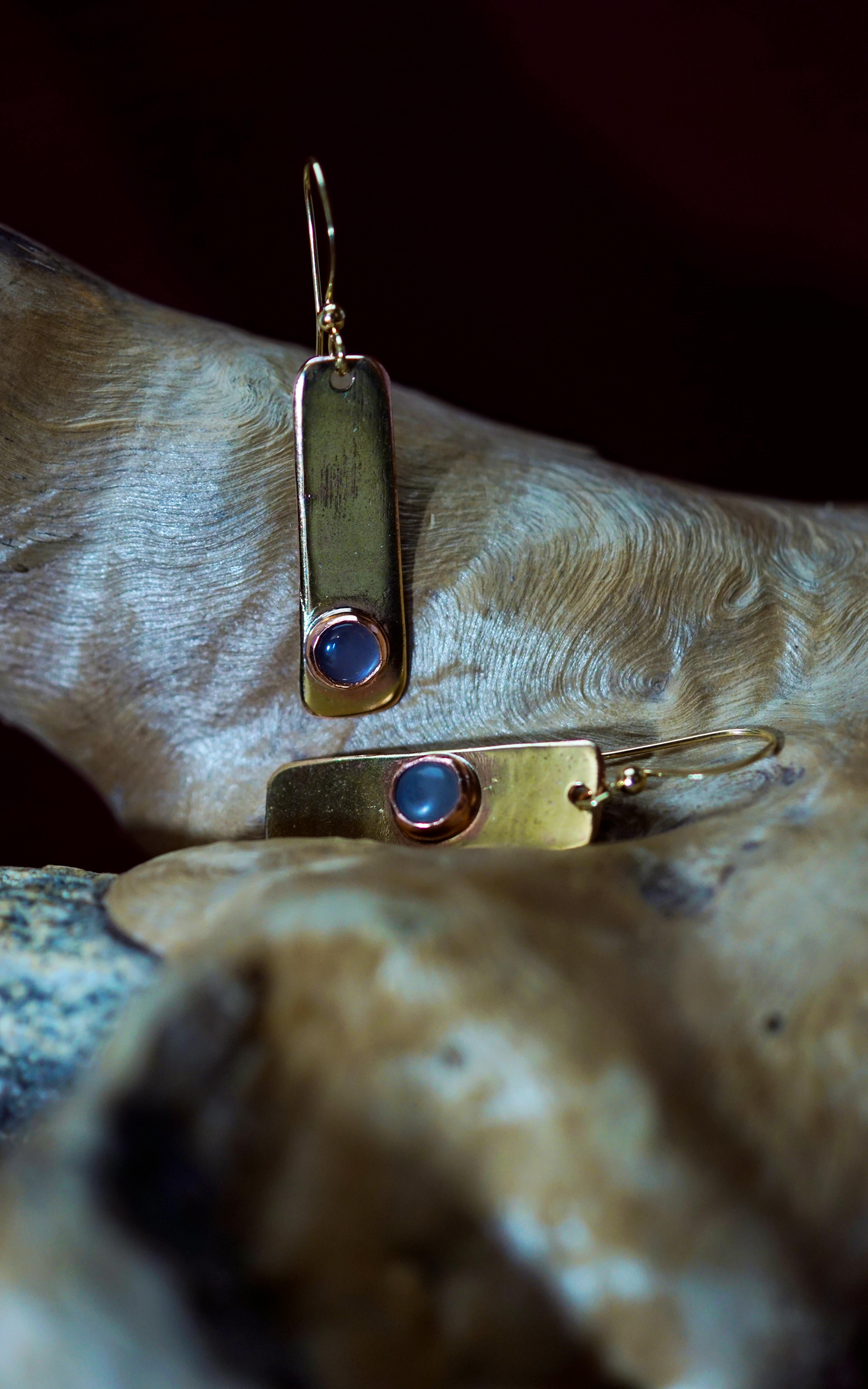 boucles d'oreilles exposées sur une racine
