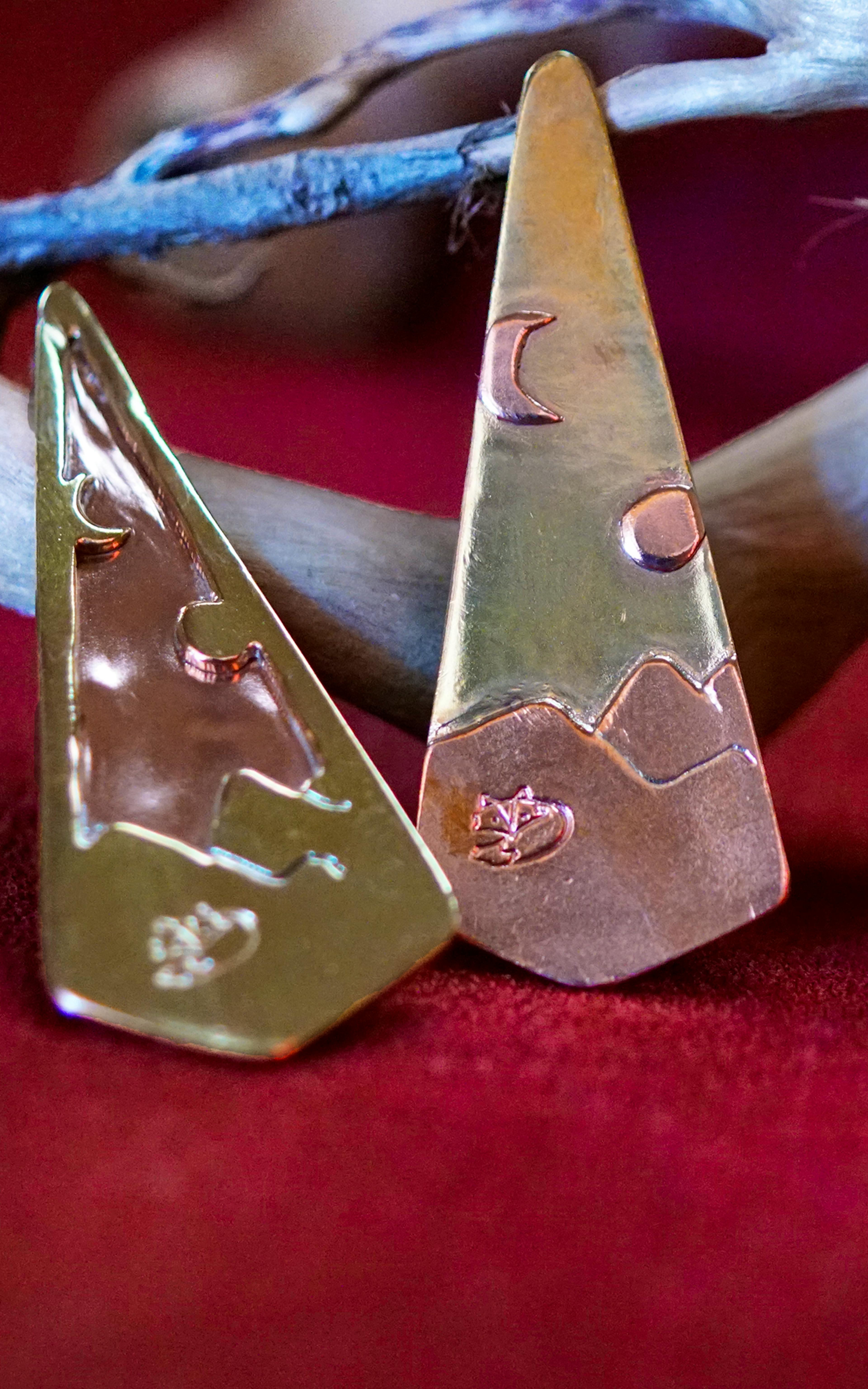 Boucles d'oreilles posées sur une racine