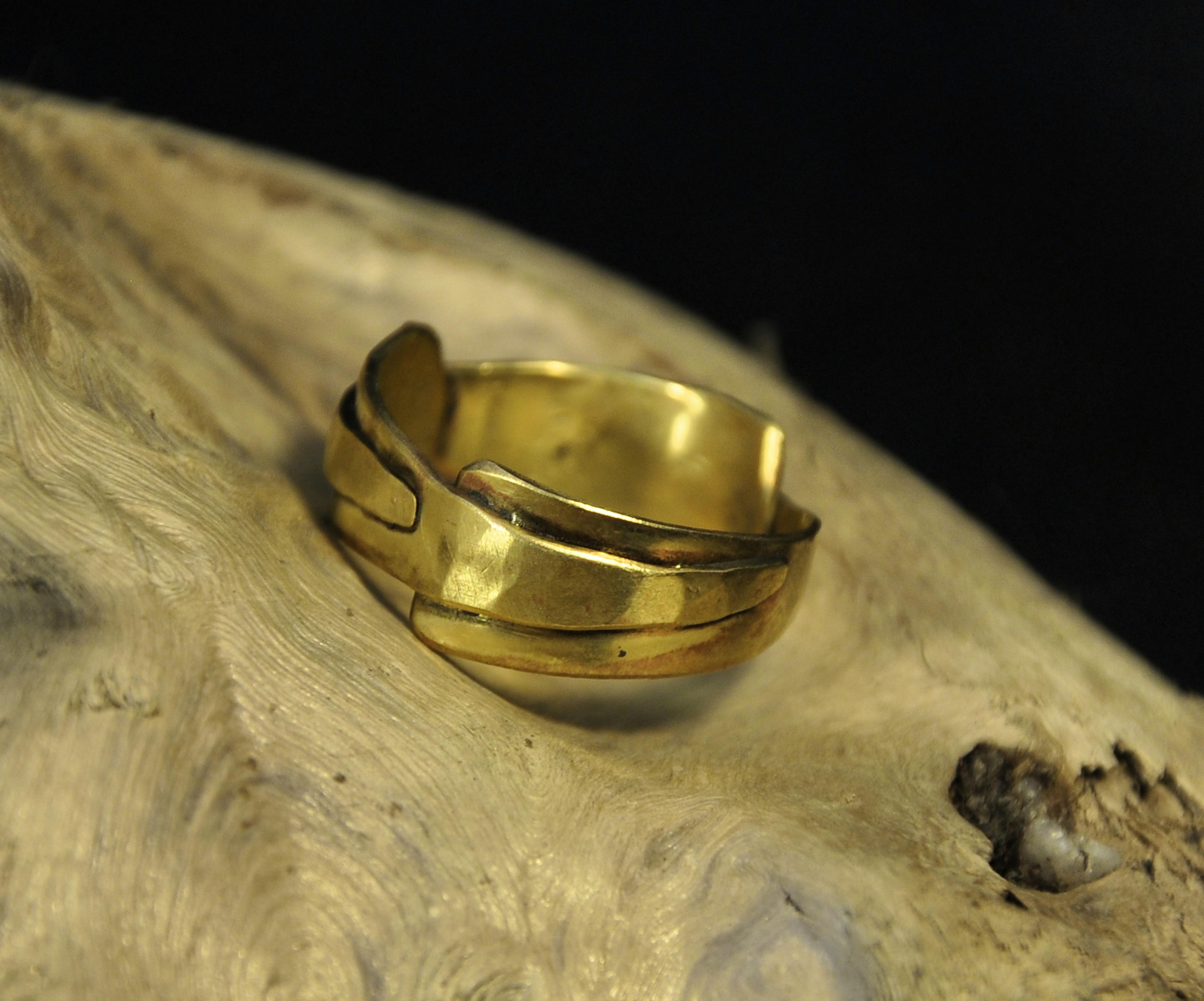 bague laiton posé sur une racine