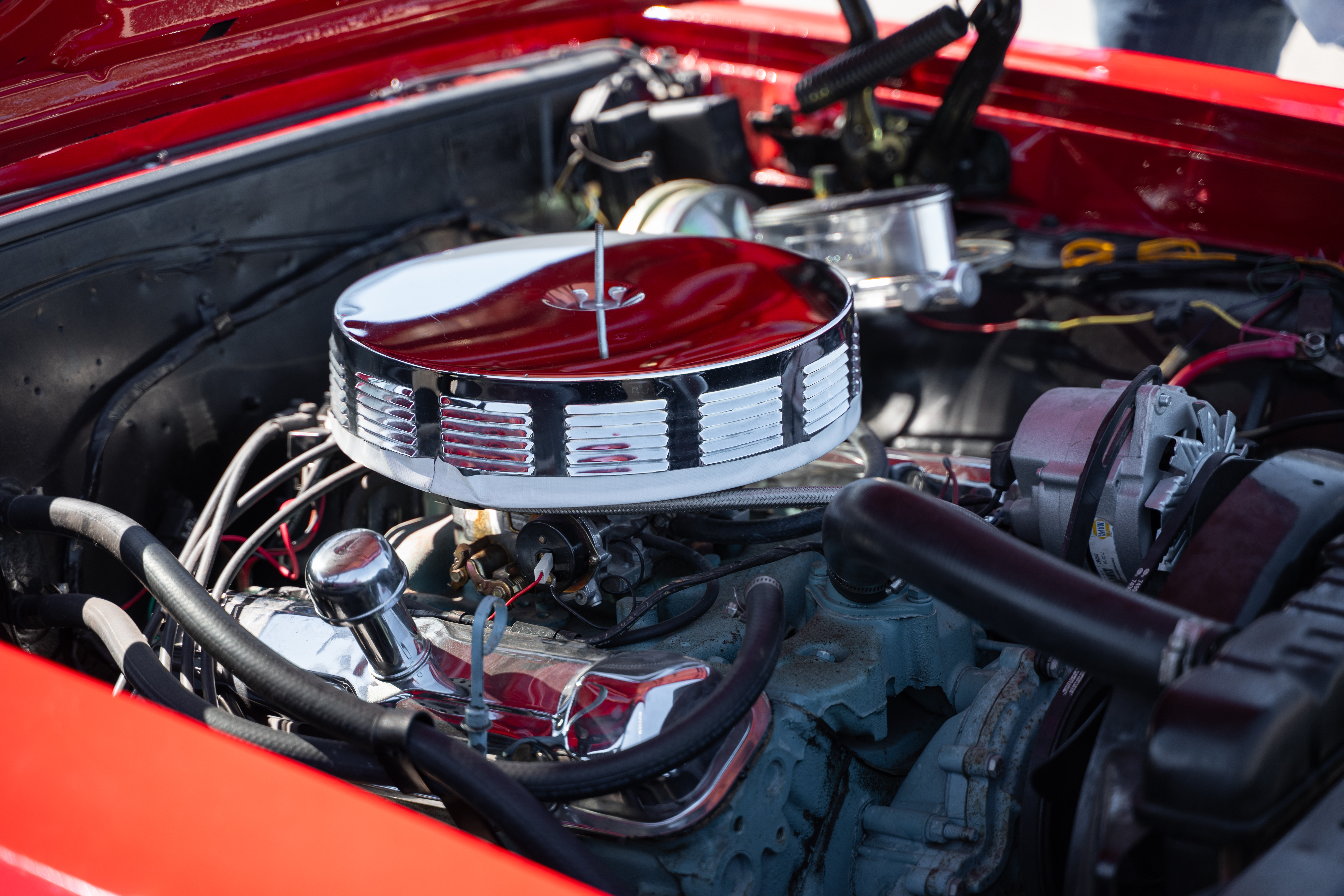 Close-up of of the 1964 Pontiac LeMans engine