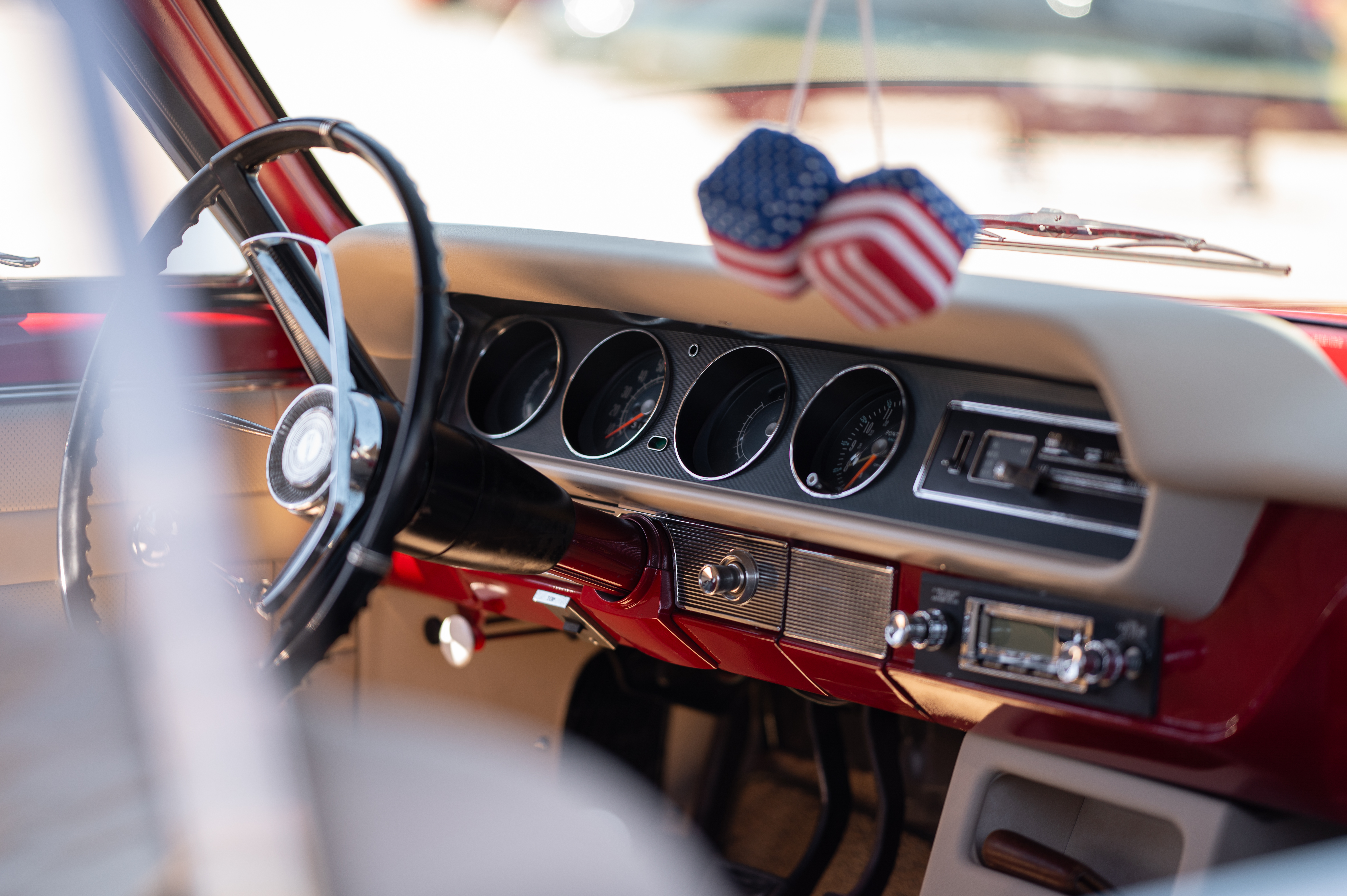 The restored dash of the 1964 Pontiac LeMans