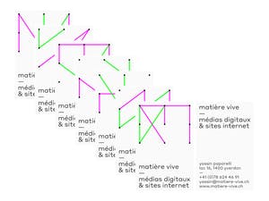 Business cards, visual identity for Matière vive designed by Nolan Paparelli
