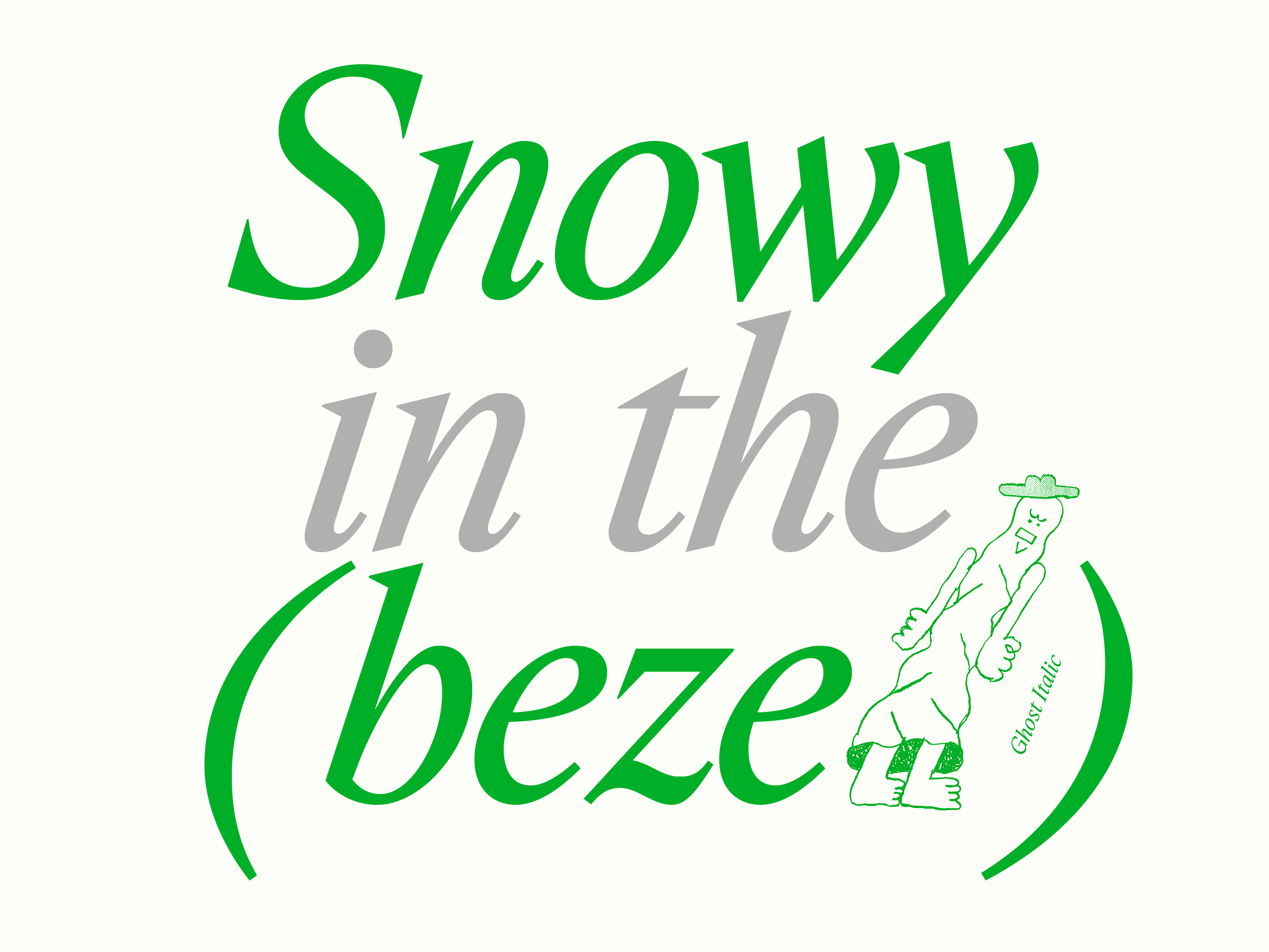 Italic version of the Ghost typeface with an illustration