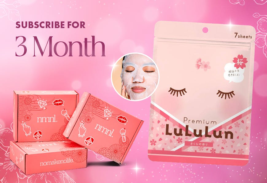 nmnl 12 months subscription use the code SAKURAGLOW to receive FREE Lululun Sakura Face Mask Pack (x7 Sheets