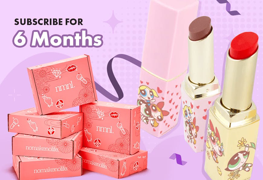 A promotion for nomakenolife December box Mistletoe Makeover, for a Powerpuff Girls Lipstick with code POWERPUFF 