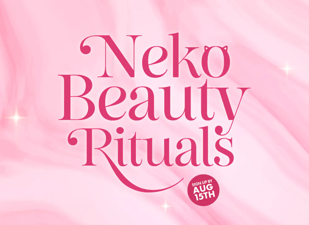 nmnl item reveal makeup items next to the nomakenolife makeup Neko Beauty Rituals beauty box!