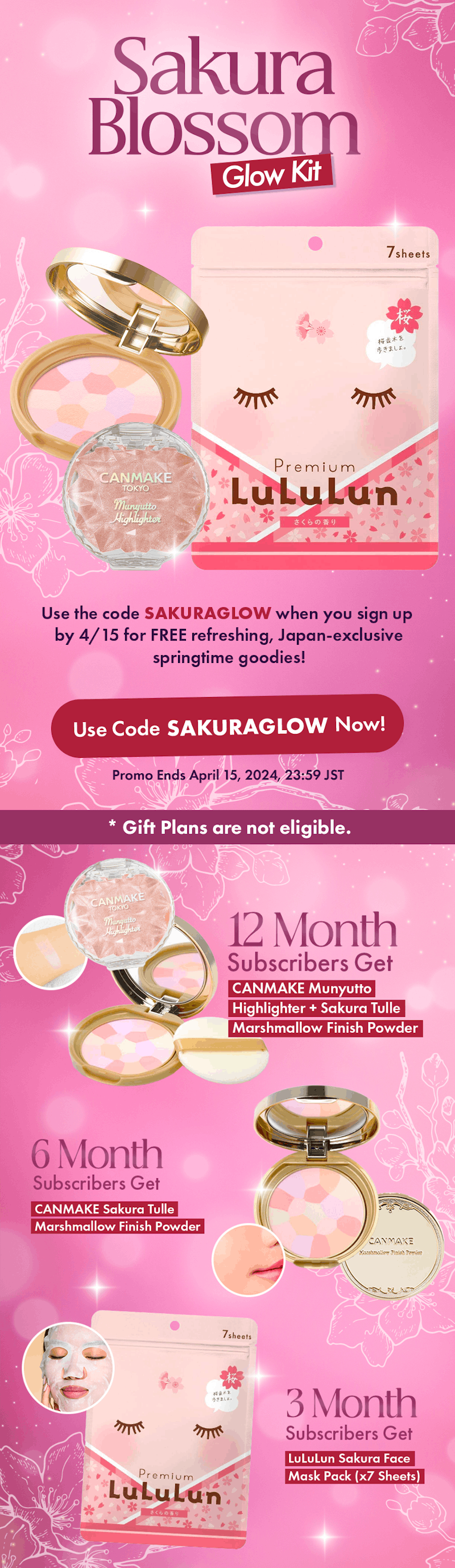 nomakenolife use the code SAKURAGOW when you sign up by 4/15 for your FREE Sakura Blossom Glow Kit items!
