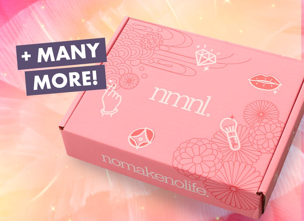  nmnl item reveals makeup items next to the nomakenolife makeup Blooming Radiance box.


