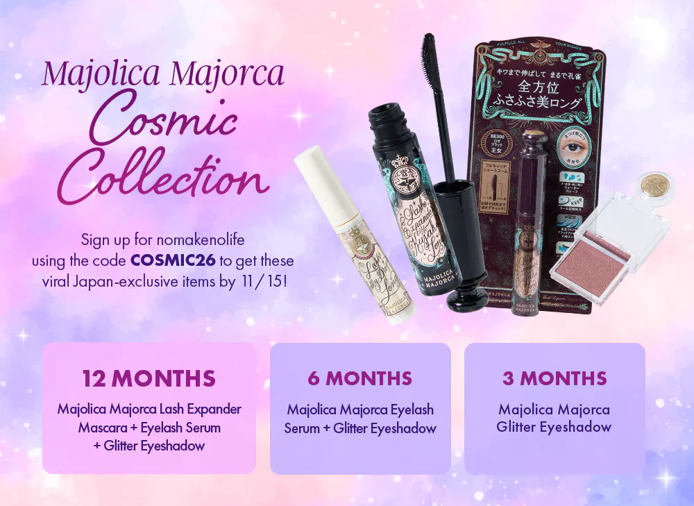 Sign up to nomakenolife using the code COSMIC26 to get FREE viral Japanese beauty goodies for your Cozy Self-Care Rituals box!