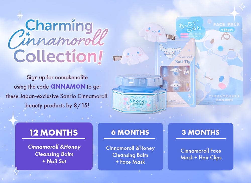 Nomakenolife August promo for Charming Cinnamoroll Collection available 'til Cinnamoroll Face Mask + Hair Clips