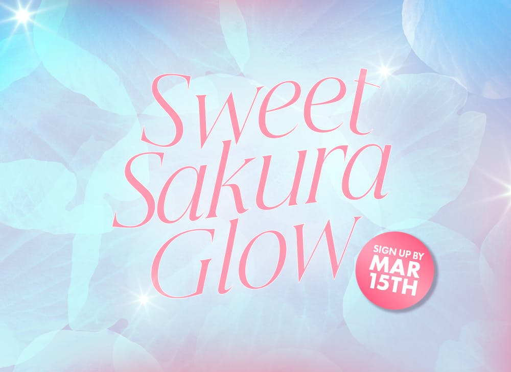 nmnl item reveals makeup items next to the nomakenolife Sweet Sakura Glow box.