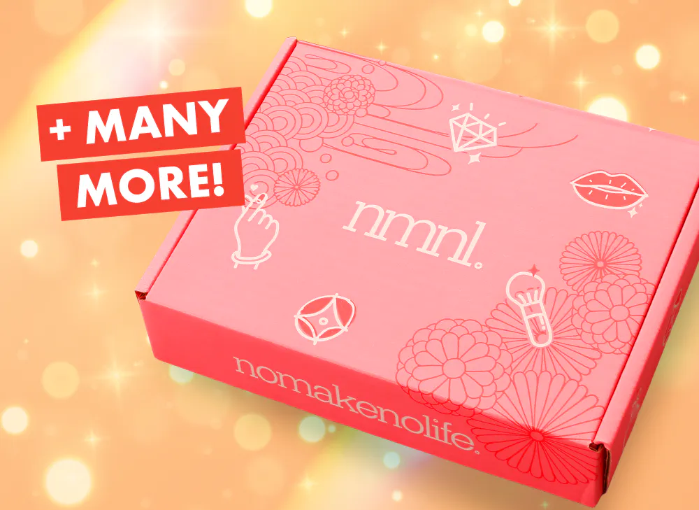 nmnl item reveal makeup items next to the nomakenolife makeup Golden Hour Refresh beauty box!