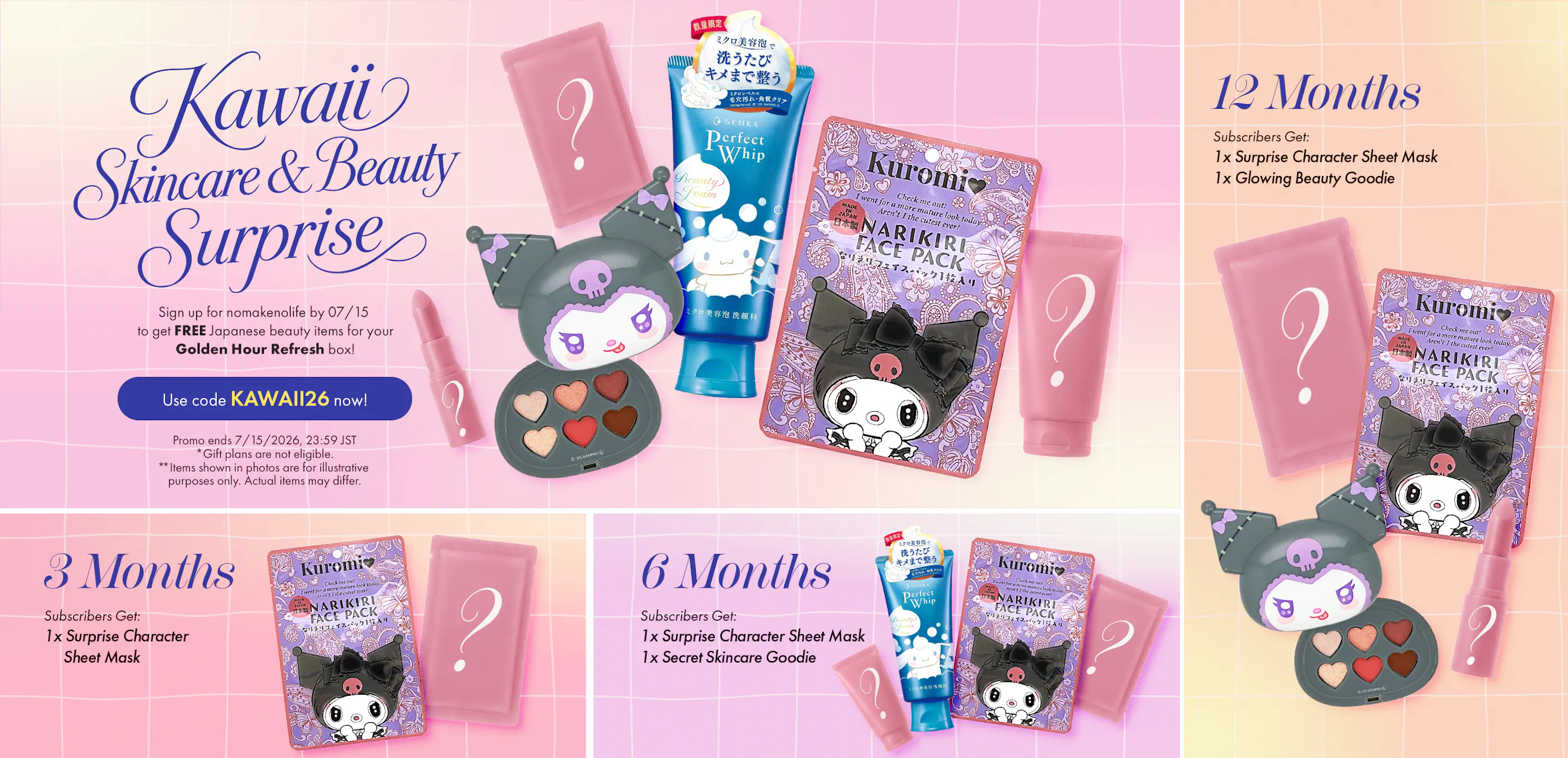 nmnl promo reveal for Kawaii Skincare & Beauty Surprise for the Golden Hour Refresh box