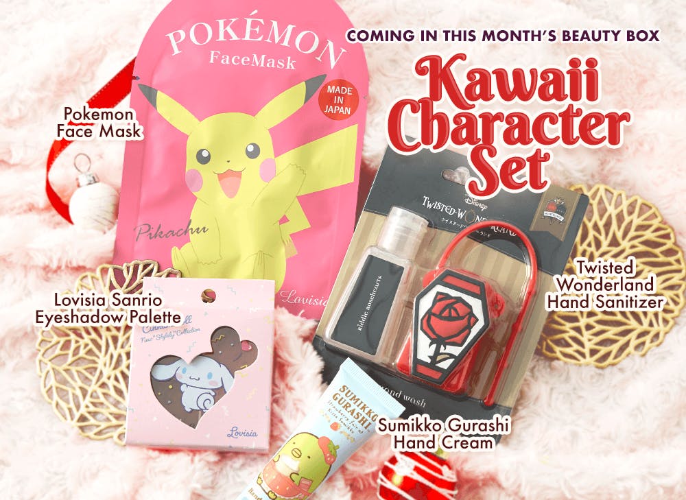 A Kawaii Character Set which features Pokemon, Twisted Wonderland, Summiko Gurashi and so more in the nomakenolife Mistletoe Makeover box
