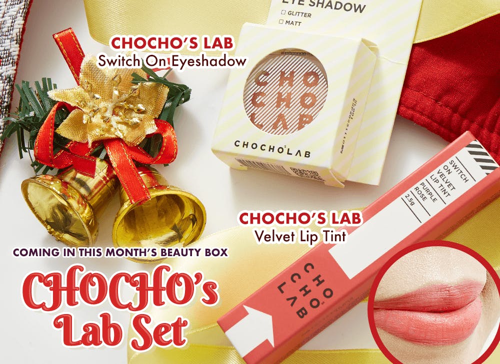 A CHOCHO’S LAB Set that features Japanese and Korean skincare and make up for nomakenolife Mistletoe Makeover box
