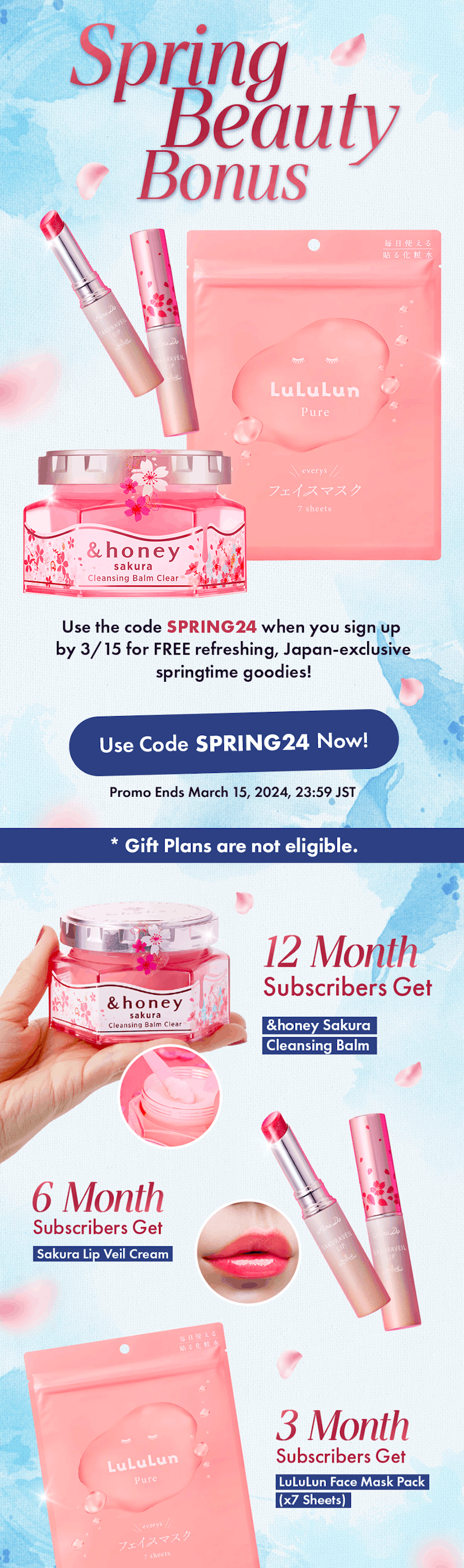 nomakenolife use the code SPRING24 when you sign up by 3/15 for your FREE Spring Beauty Bonus items!