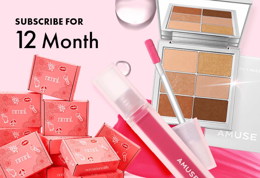 A promotion for nomakenolife's June box Color Pop Pretty, for an AMUSE Vegan Eyeshadow and a Vegan Lip Gloss with code AMUSE23