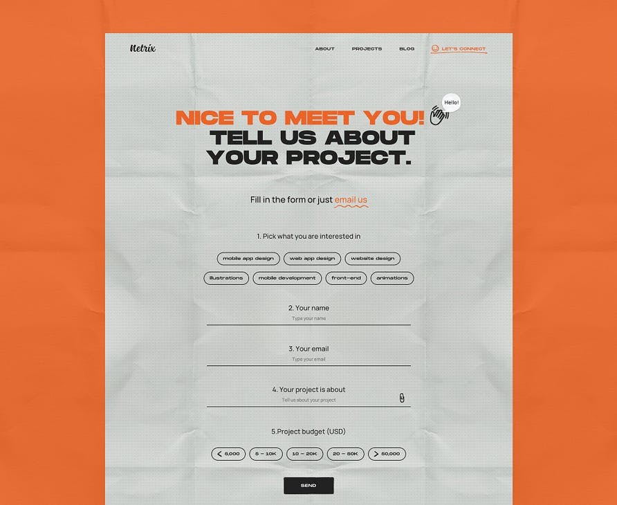 Contact form design.