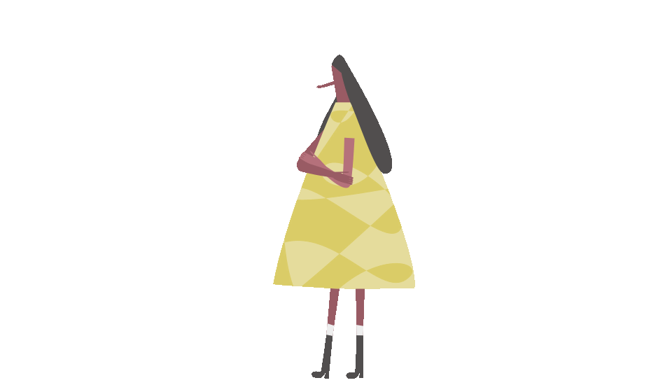 Animated illustration of a girl waving her hand.