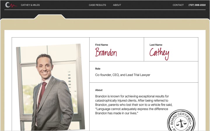 Storytelling website for attorneys website