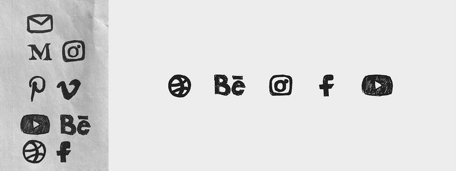 Hand-drawn social networks icons.