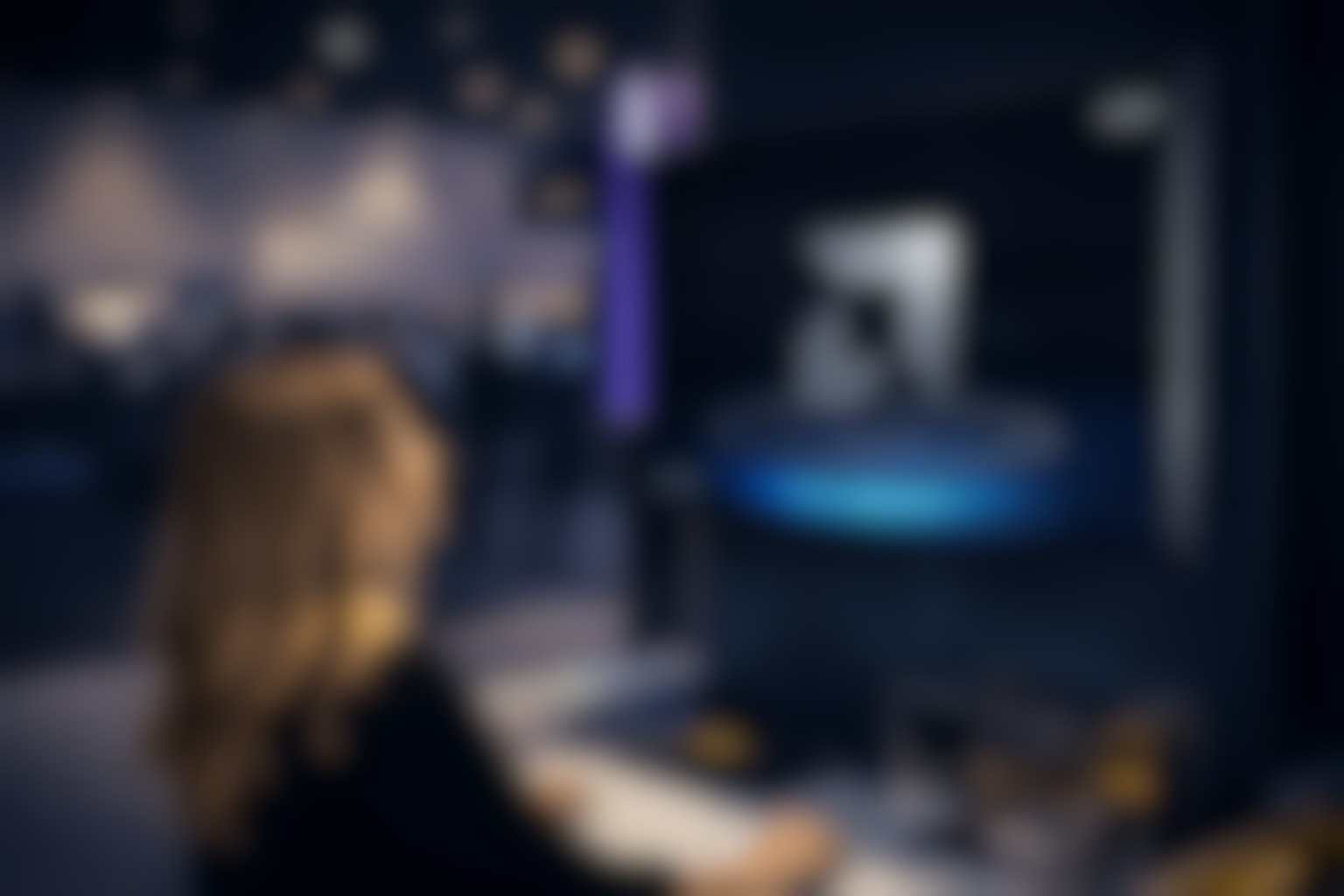 Enterprise immersive event experience showcasing an interactive AMD digital environment at a technology exhibition.