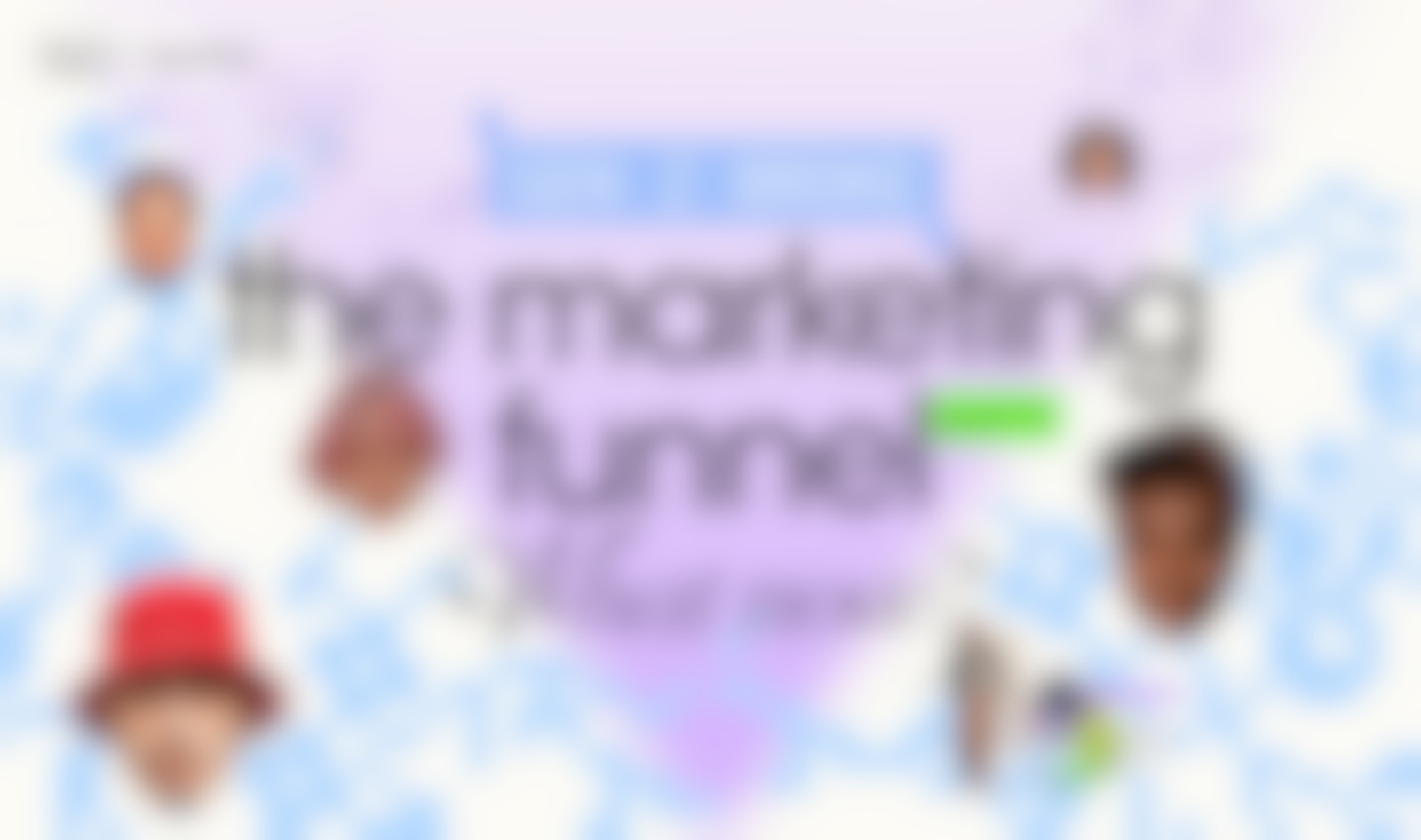 Interactive editorial design for Vogue Business Gen Z Report showing headline 'Gen Z broke the marketing funnel part II what now?' with pixelated gradient background, diverse Gen Z portraits, and nature vs digital aesthetic by Noomo Agency