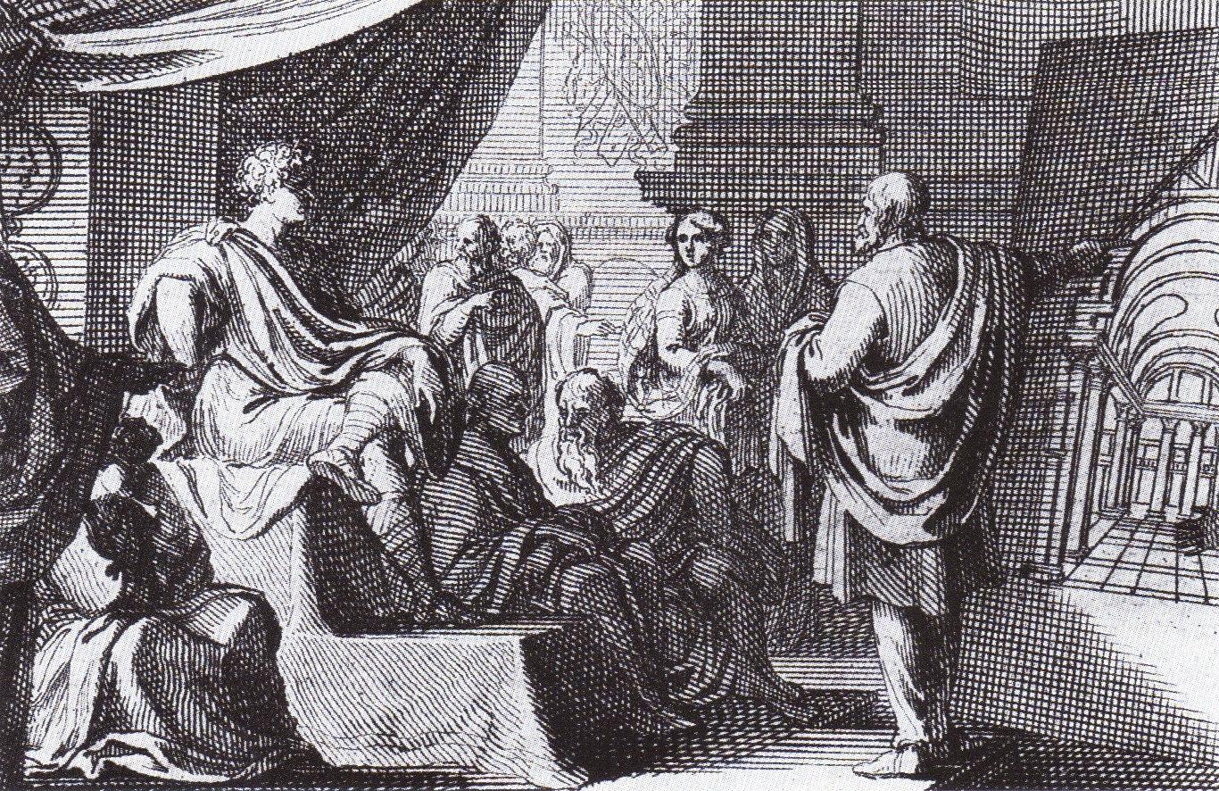  A 1684 depiction of Vitruvius presenting De Architectura to Augustus