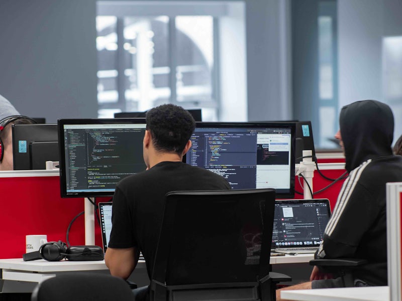 Pair programming at Northcoders Manchester office