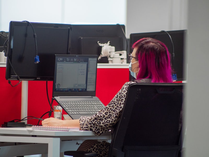 person working at a computer