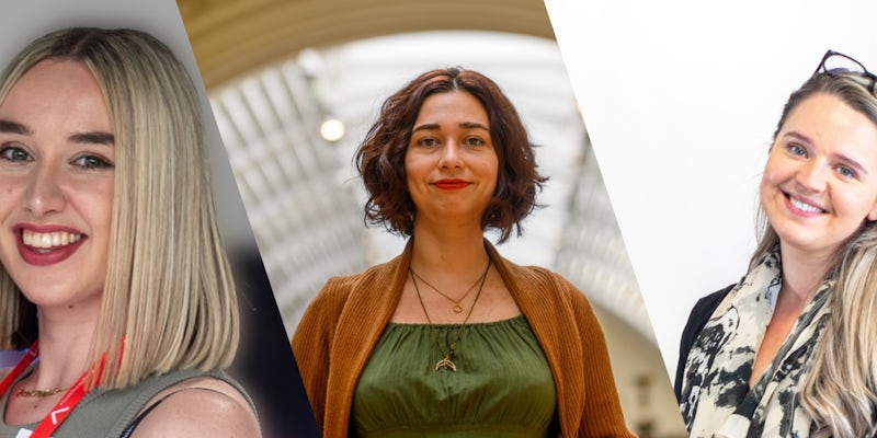 Lucy, Vel, Charlotte from Northcoders for International Women's Day