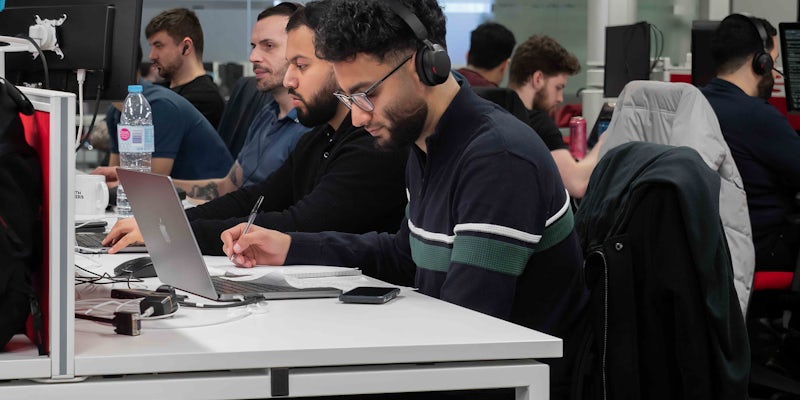 Northcoders group programming in Manchester office