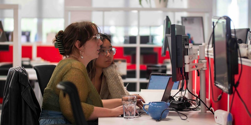Female pair programming at Northcoders