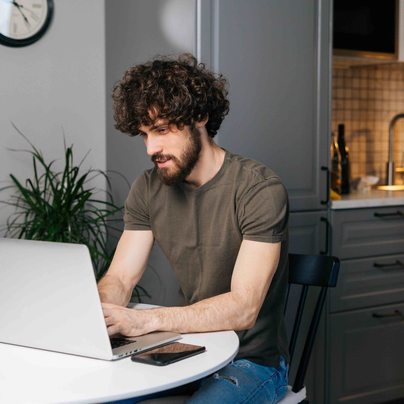 Male programmer working from home