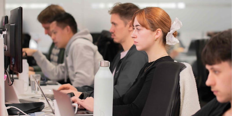 Northcoders female programmer in Manchester office