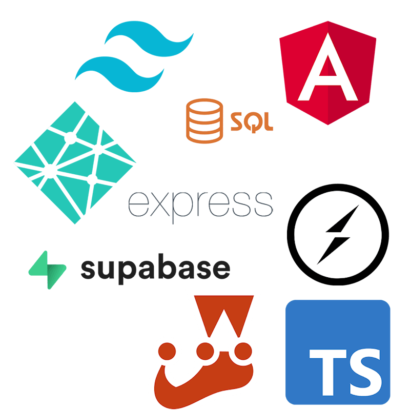 Typescript, Angular, Tailwind, Express, Socket.io , Netlify ,Supabase , SQL ,Jest