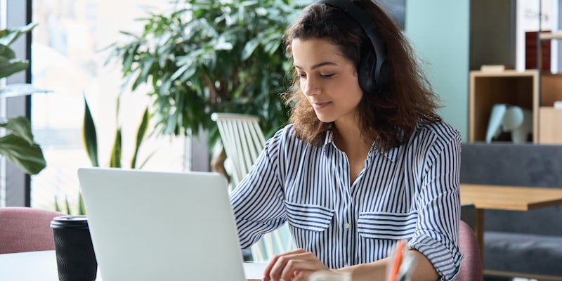 woman at computer studying Northcoders bootcamp
