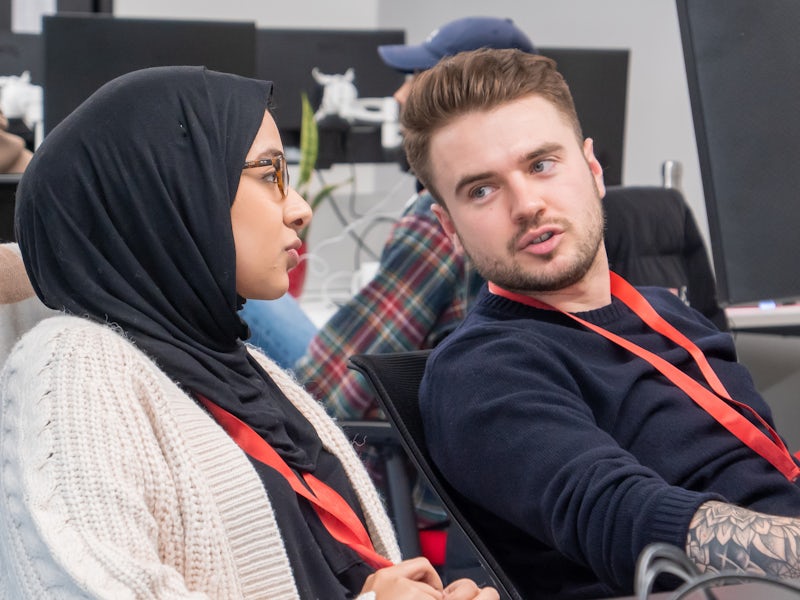 Coding course students in Manchester
