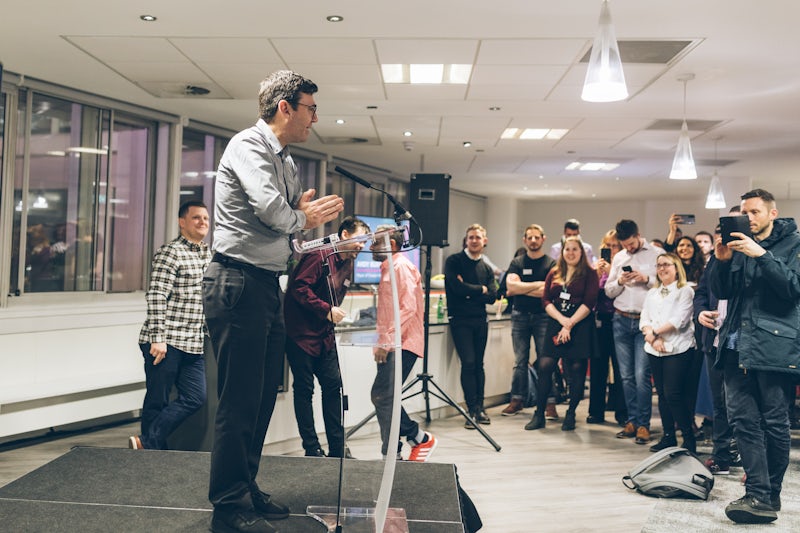 Andy Burnham at Northcoders Manchester campus launch party