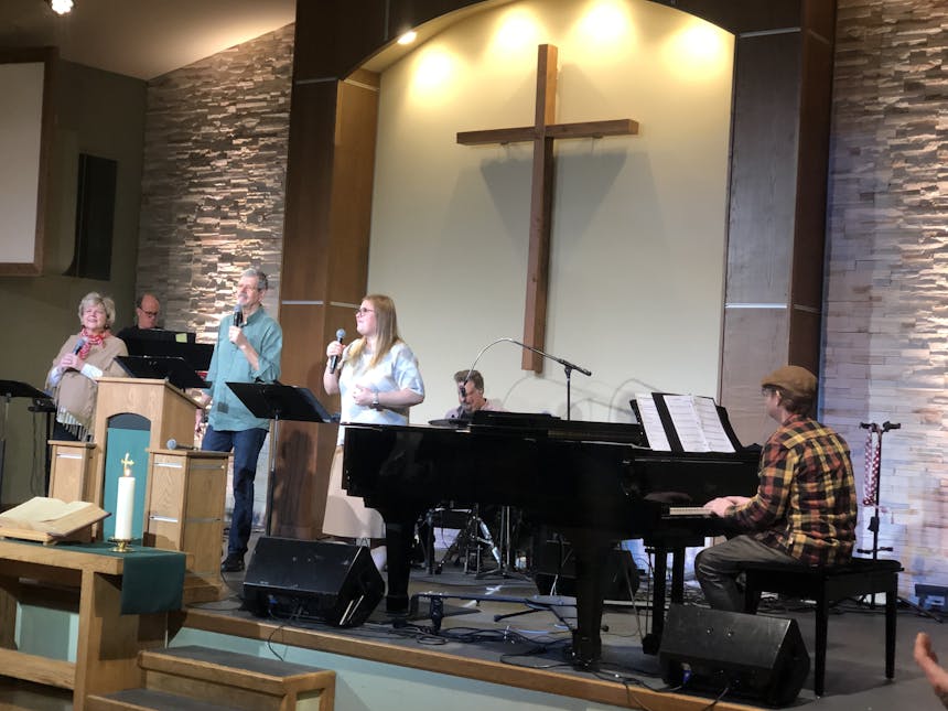 Casey Kramer leading worship
